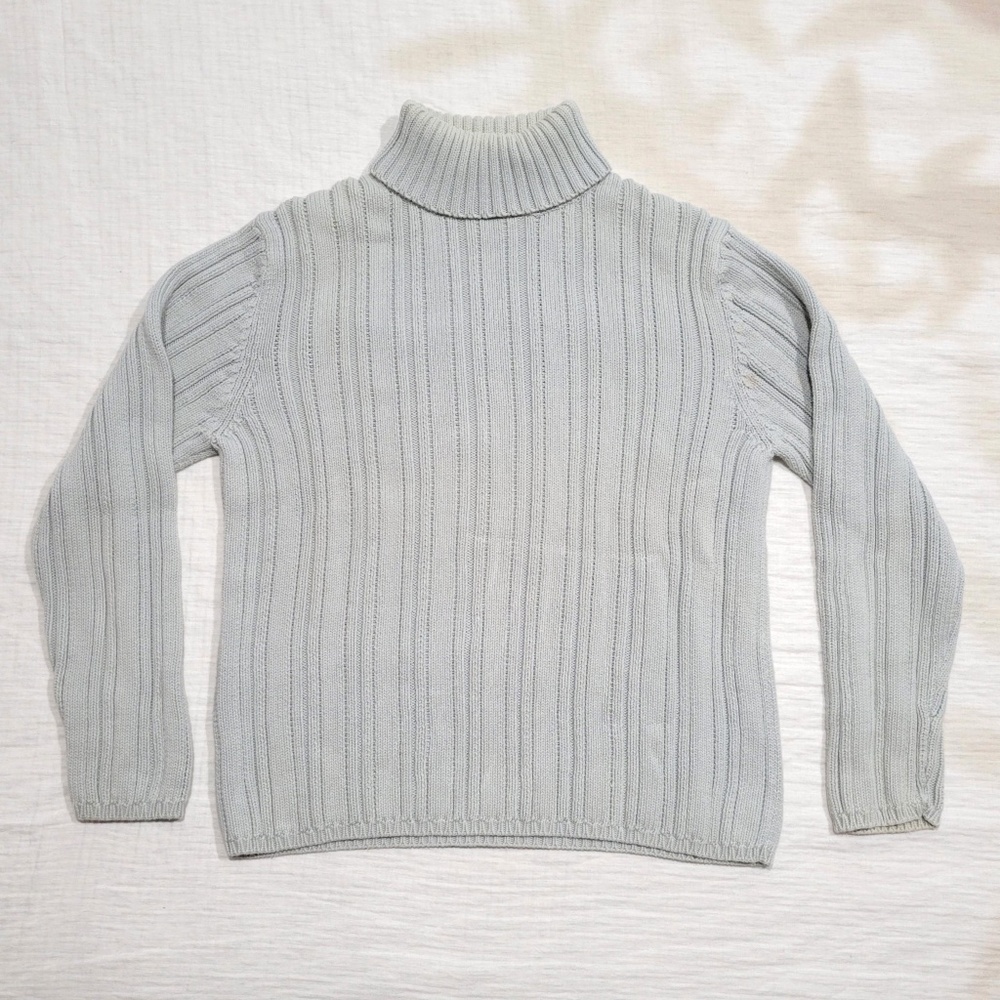 Banana Republic Light Gray Turtleneck 100% Cotton Sweater Men Medium-Large